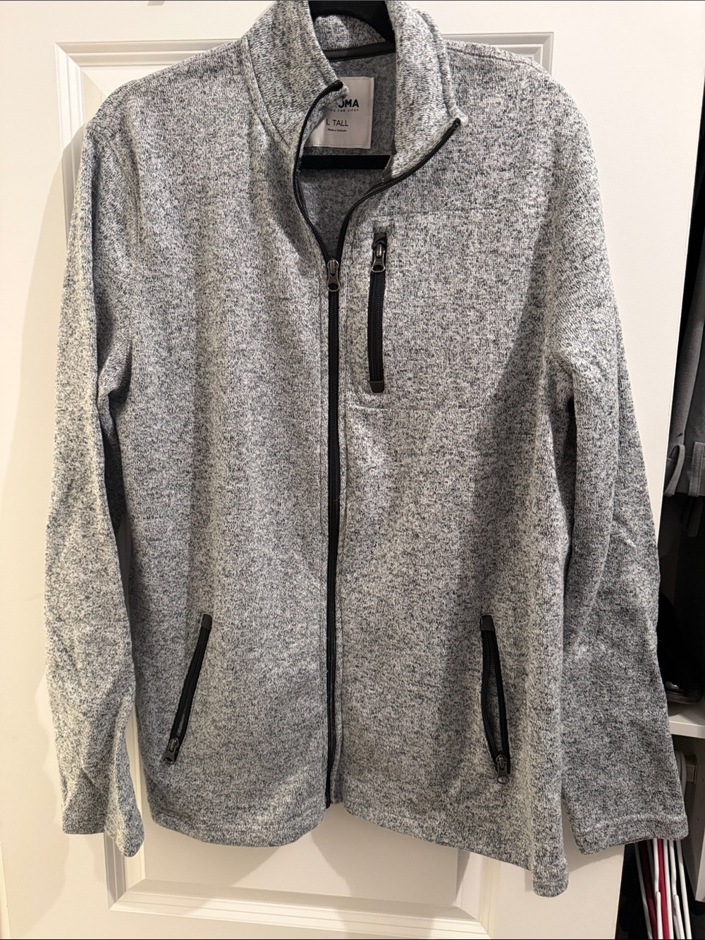 L Tall Sonoma Gray Full-Zip Women's Jacket with Stand Collar